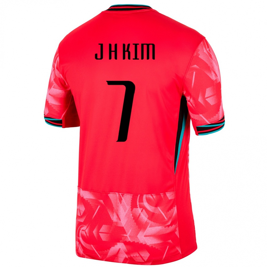 גברים כדורגל דרום קוריאה Jung-Hyun Kim #7 אָדוֹם ג'רזי ביתית 24-26