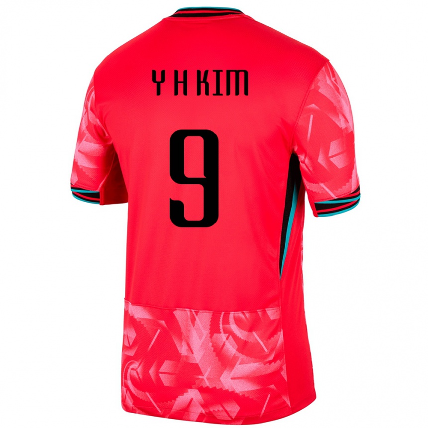 גברים כדורגל דרום קוריאה Yun-Ho Kim #9 אָדוֹם ג'רזי ביתית 24-26