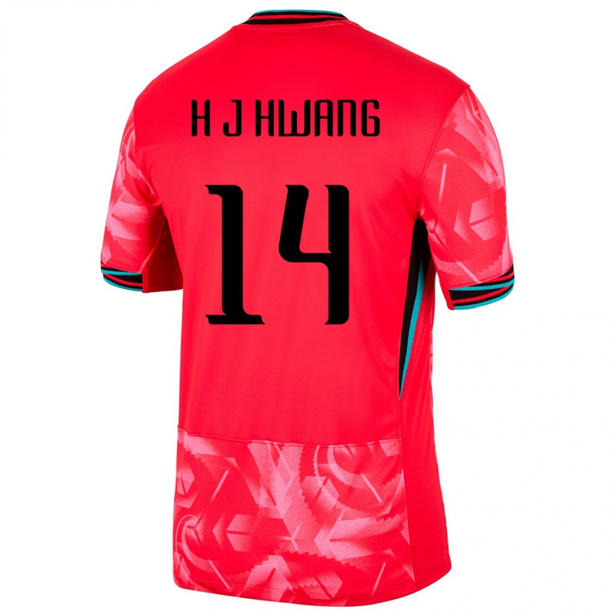 גברים כדורגל דרום קוריאה Jeong-Ho Hwang #14 אָדוֹם ג'רזי ביתית 24-26