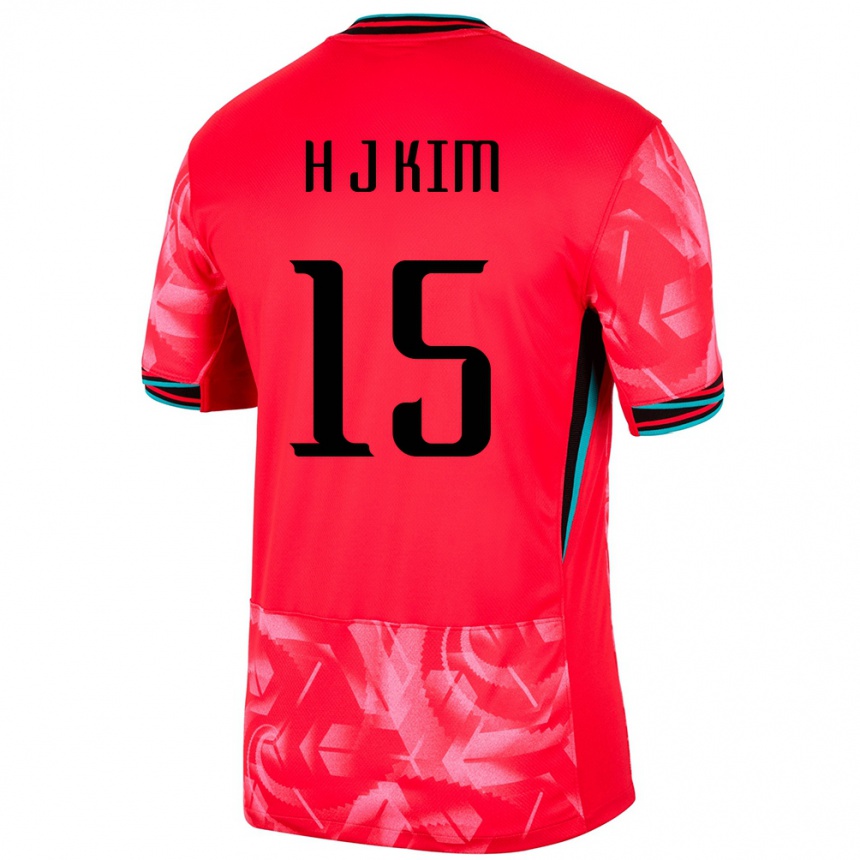 גברים כדורגל דרום קוריאה Ji-Ho Kim #15 אָדוֹם ג'רזי ביתית 24-26