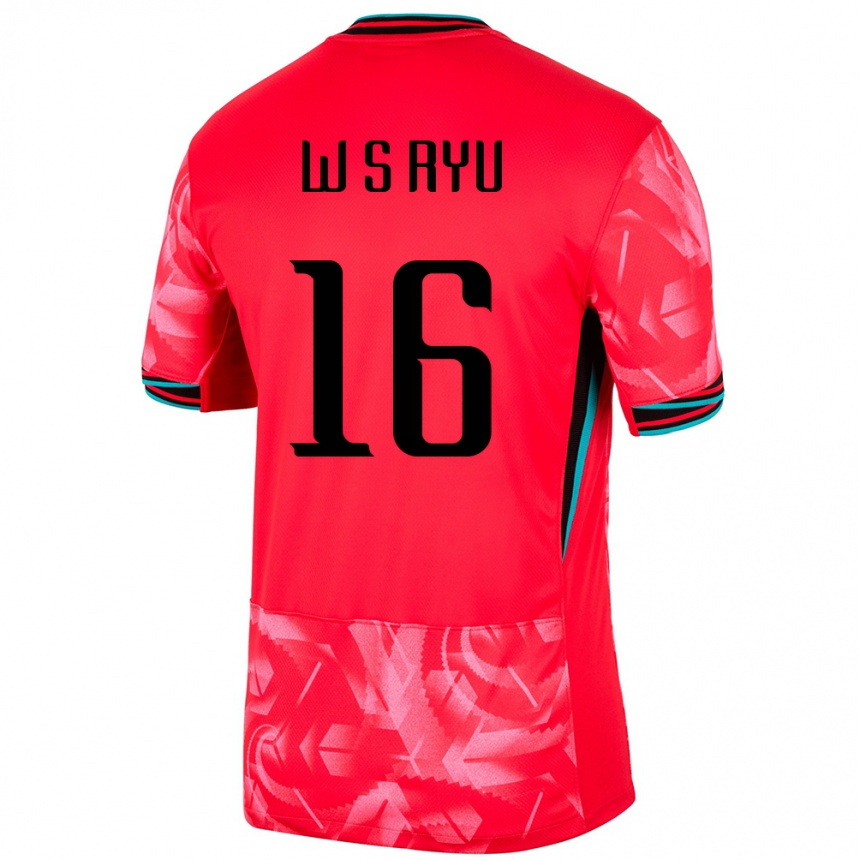 גברים כדורגל דרום קוריאה Seung-Wan Ryu #16 אָדוֹם ג'רזי ביתית 24-26