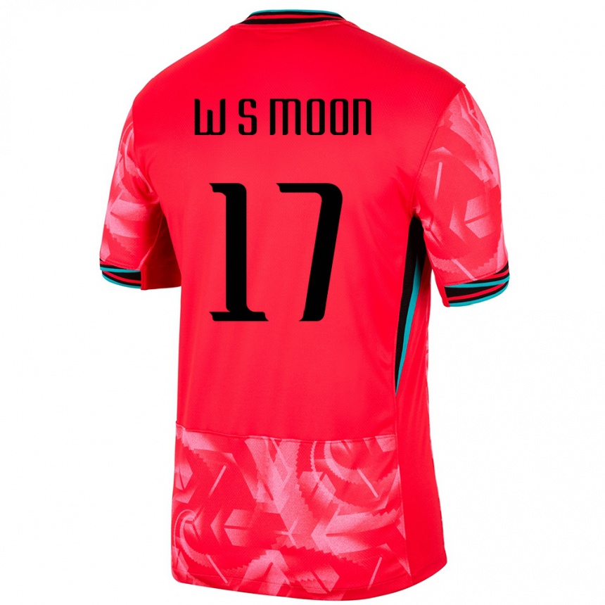 גברים כדורגל דרום קוריאה Seong-Woo Moon #17 אָדוֹם ג'רזי ביתית 24-26