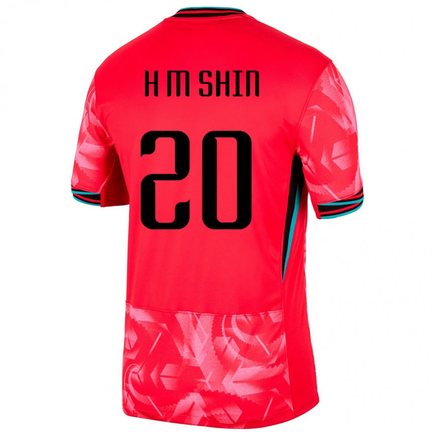 גברים כדורגל דרום קוריאה Min-Ha Shin #20 אָדוֹם ג'רזי ביתית 24-26