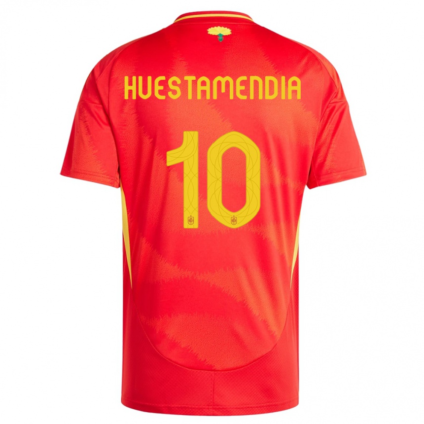גברים כדורגל ספרד Peio Huestamendia #10 אָדוֹם ג'רזי ביתית 24-26