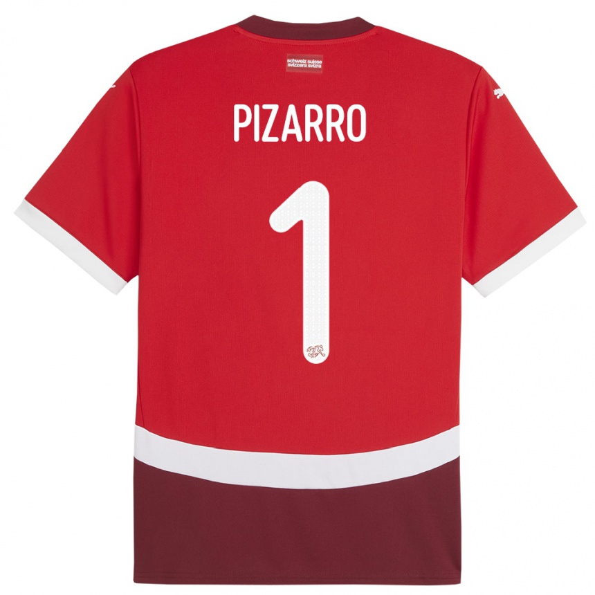 גברים כדורגל שווייץ Théodore Pizarro #1 אָדוֹם ג'רזי ביתית 24-26
