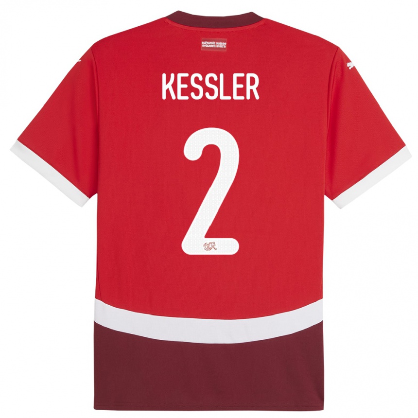גברים כדורגל שווייץ Ryan Kessler #2 אָדוֹם ג'רזי ביתית 24-26