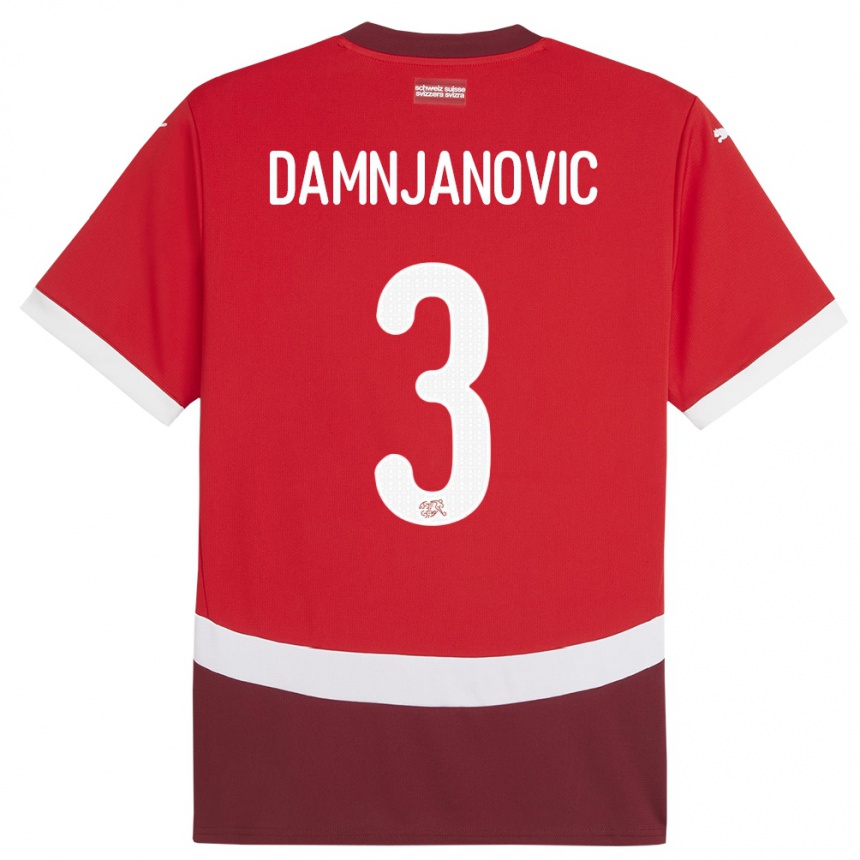 גברים כדורגל שווייץ Lazar Damnjanovic #3 אָדוֹם ג'רזי ביתית 24-26