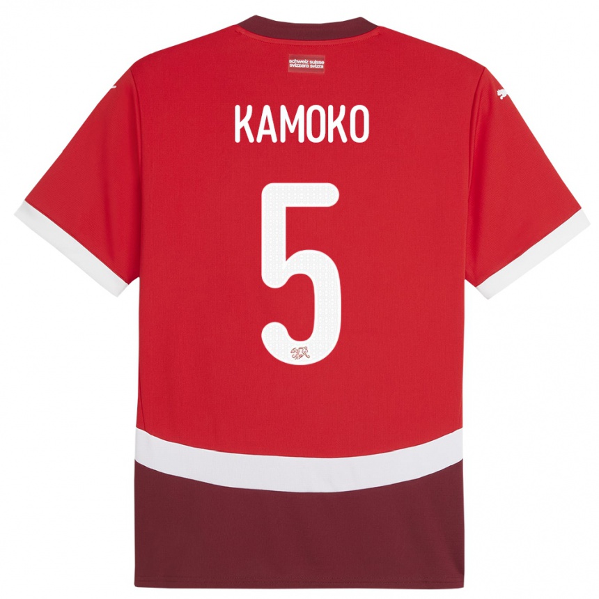 גברים כדורגל שווייץ Elohim Kamoko #5 אָדוֹם ג'רזי ביתית 24-26