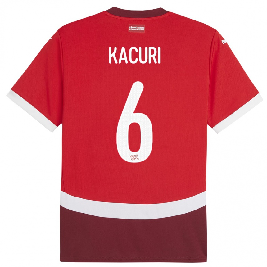 גברים כדורגל שווייץ Dion Kacuri #6 אָדוֹם ג'רזי ביתית 24-26