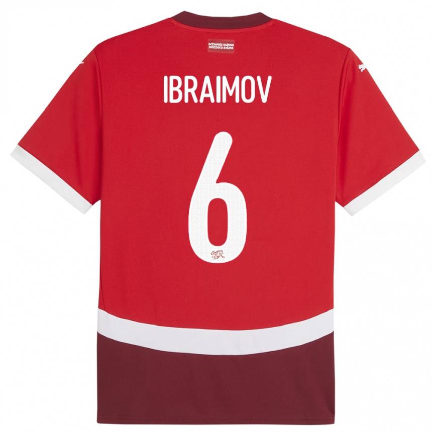 גברים כדורגל שווייץ Leonit Ibraimov #6 אָדוֹם ג'רזי ביתית 24-26