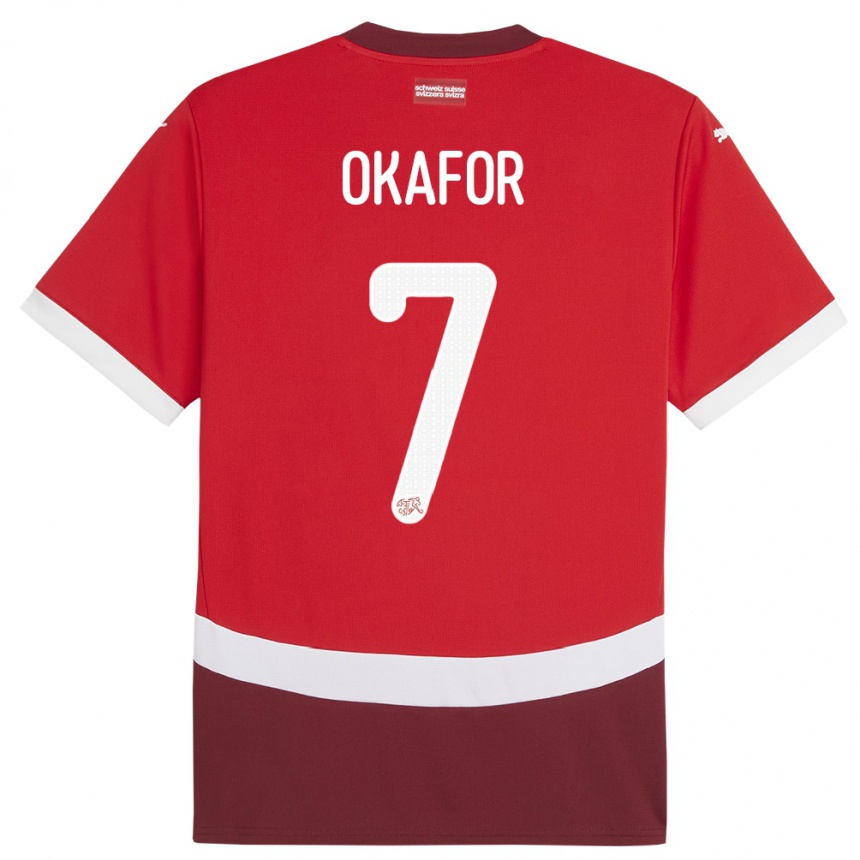 גברים כדורגל שווייץ Tobias Okafor #7 אָדוֹם ג'רזי ביתית 24-26