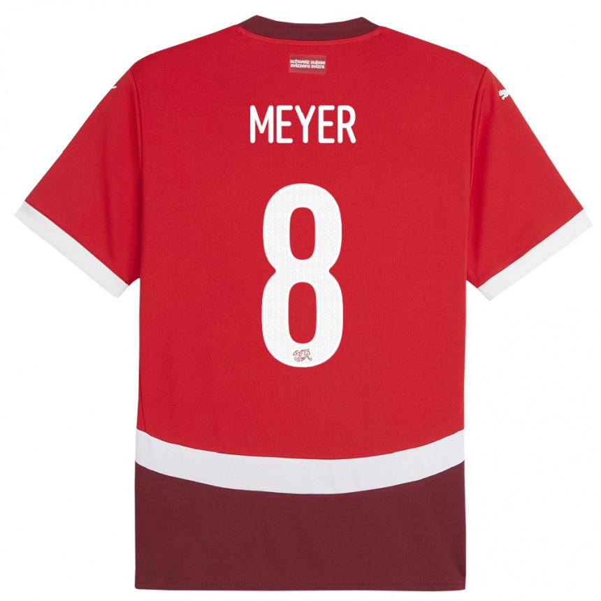גברים כדורגל שווייץ Tim Meyer #8 אָדוֹם ג'רזי ביתית 24-26