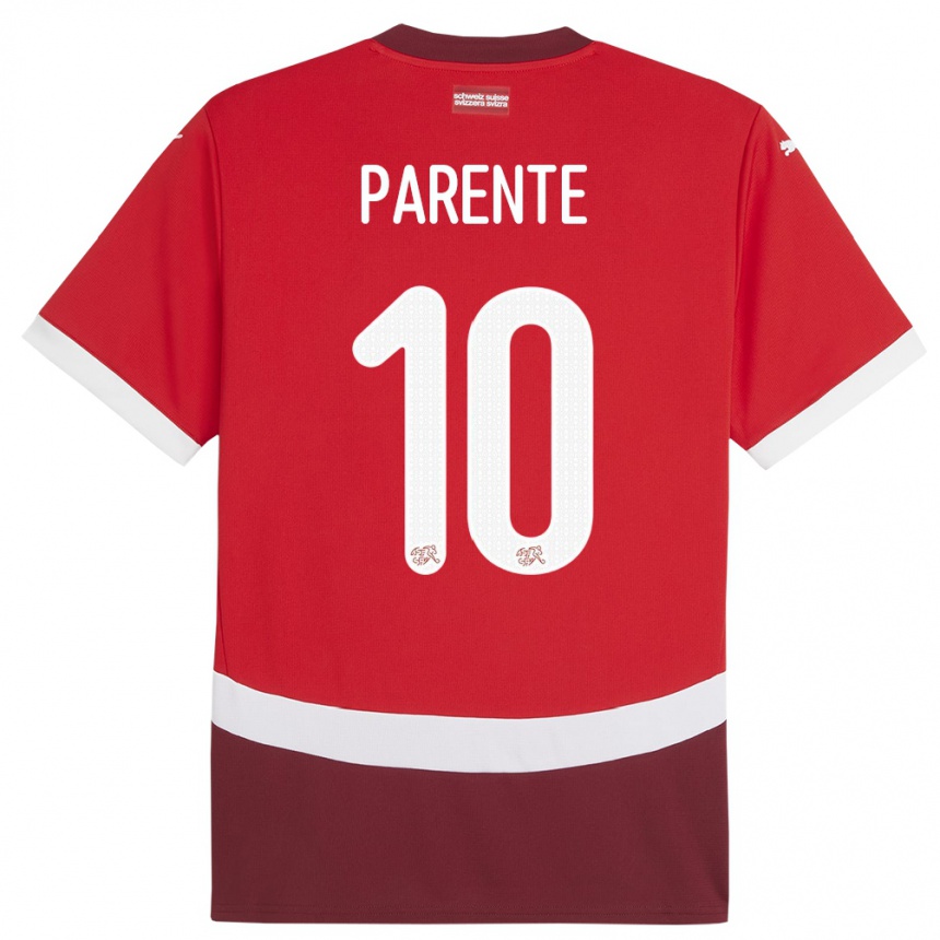 גברים כדורגל שווייץ Jason Parente #10 אָדוֹם ג'רזי ביתית 24-26