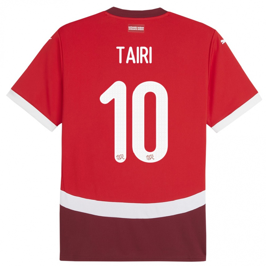 גברים כדורגל שווייץ Zidan Tairi #10 אָדוֹם ג'רזי ביתית 24-26