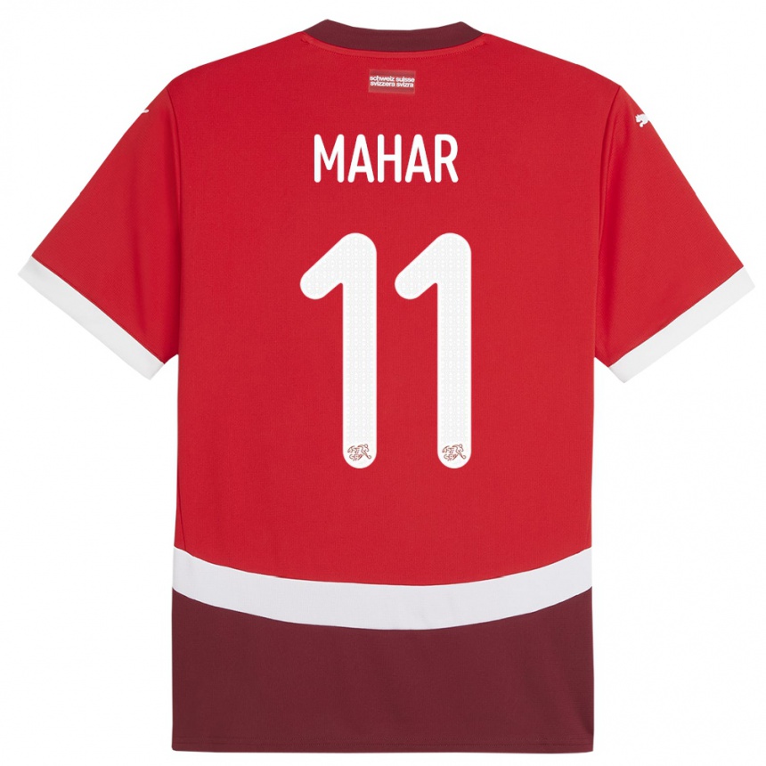 גברים כדורגל שווייץ Sajawal Mahar #11 אָדוֹם ג'רזי ביתית 24-26