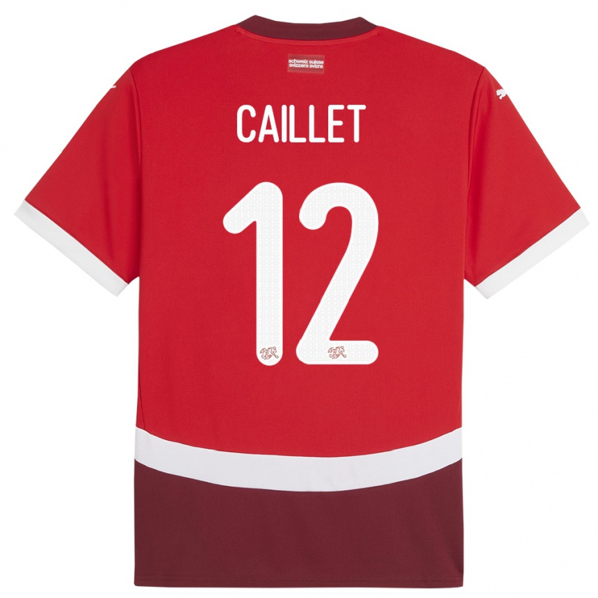 גברים כדורגל שווייץ Simon Caillet #12 אָדוֹם ג'רזי ביתית 24-26