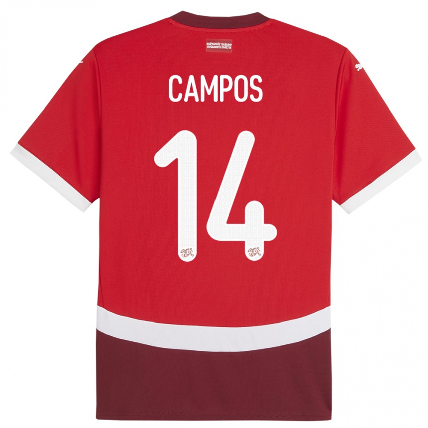 גברים כדורגל שווייץ Luan Campos #14 אָדוֹם ג'רזי ביתית 24-26