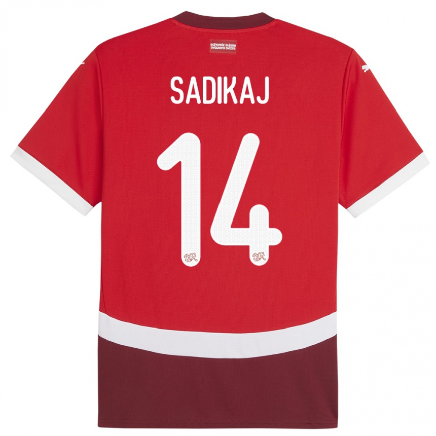 גברים כדורגל שווייץ Erblin Sadikaj #14 אָדוֹם ג'רזי ביתית 24-26