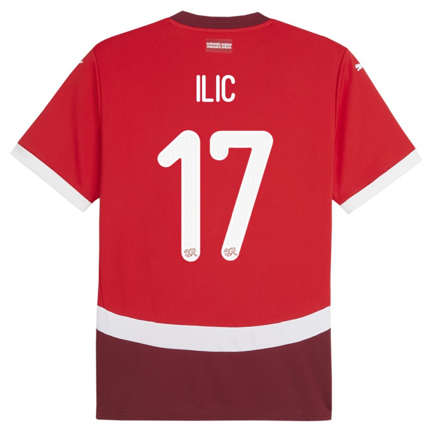 גברים כדורגל שווייץ Adam Ilic #17 אָדוֹם ג'רזי ביתית 24-26