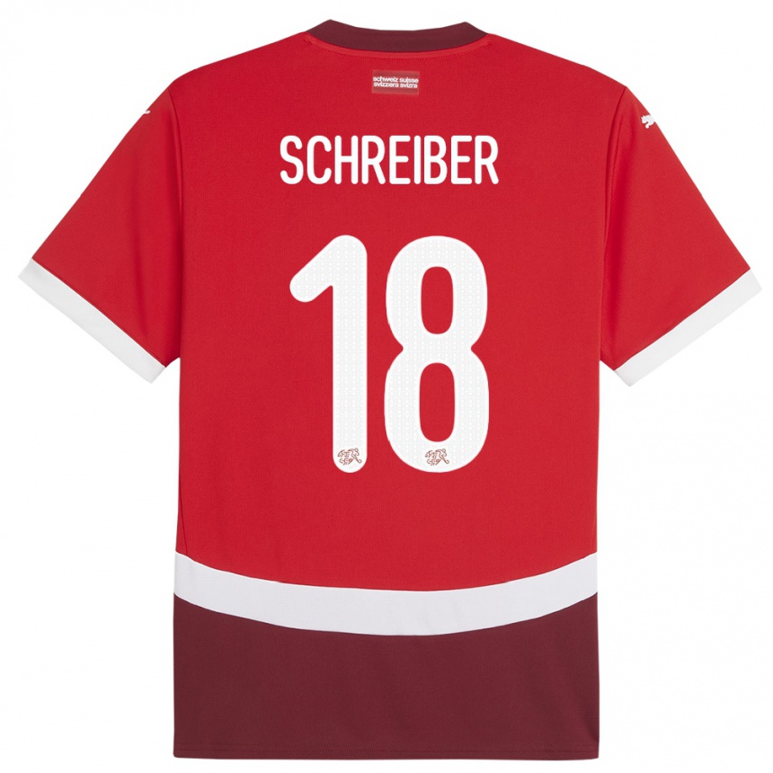 גברים כדורגל שווייץ Loris Schreiber #18 אָדוֹם ג'רזי ביתית 24-26