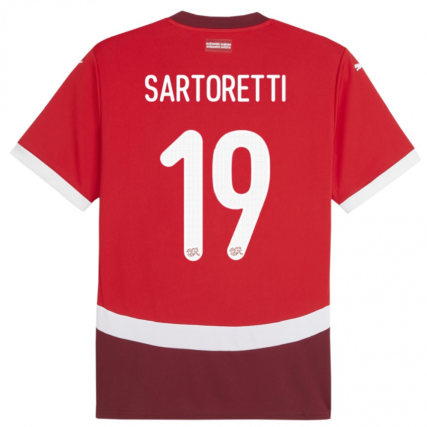 גברים כדורגל שווייץ Malko Sartoretti #19 אָדוֹם ג'רזי ביתית 24-26