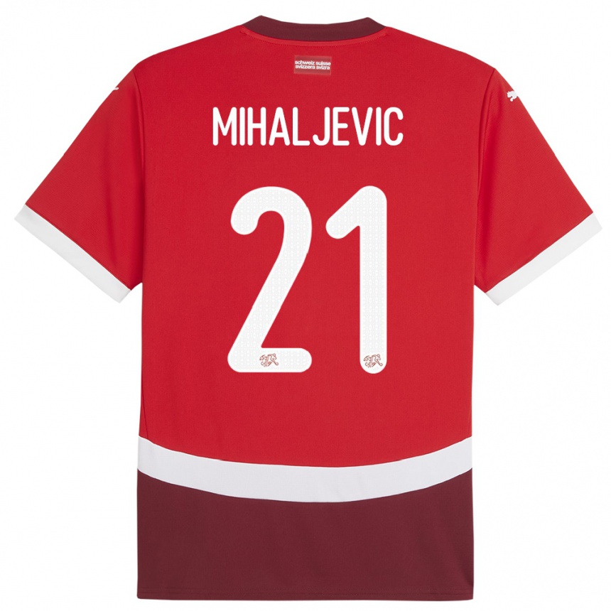 גברים כדורגל שווייץ Mark Mihaljevic #21 אָדוֹם ג'רזי ביתית 24-26