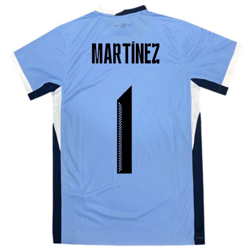 גברים כדורגל אורוגוואי Kevin Martínez #1 לבן שחור ג'רזי ביתית 24-26