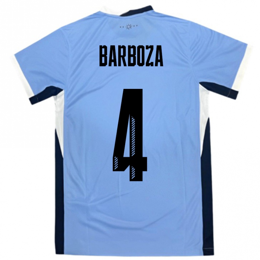 גברים כדורגל אורוגוואי Brian Barboza #4 לבן שחור ג'רזי ביתית 24-26
