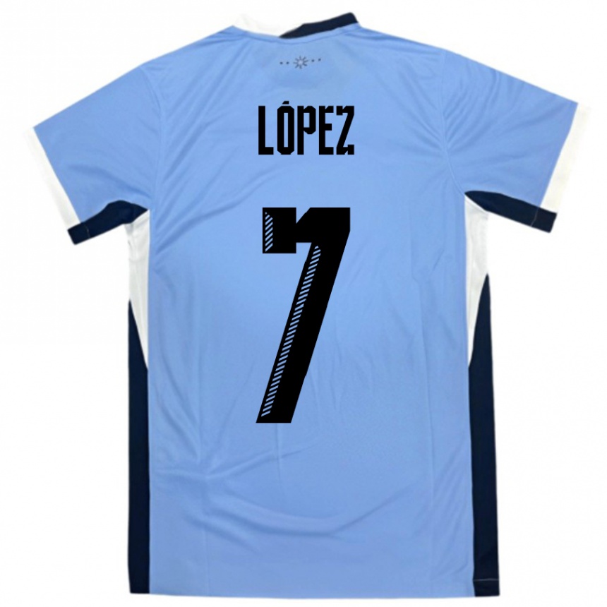 גברים כדורגל אורוגוואי Nahuel López #7 לבן שחור ג'רזי ביתית 24-26