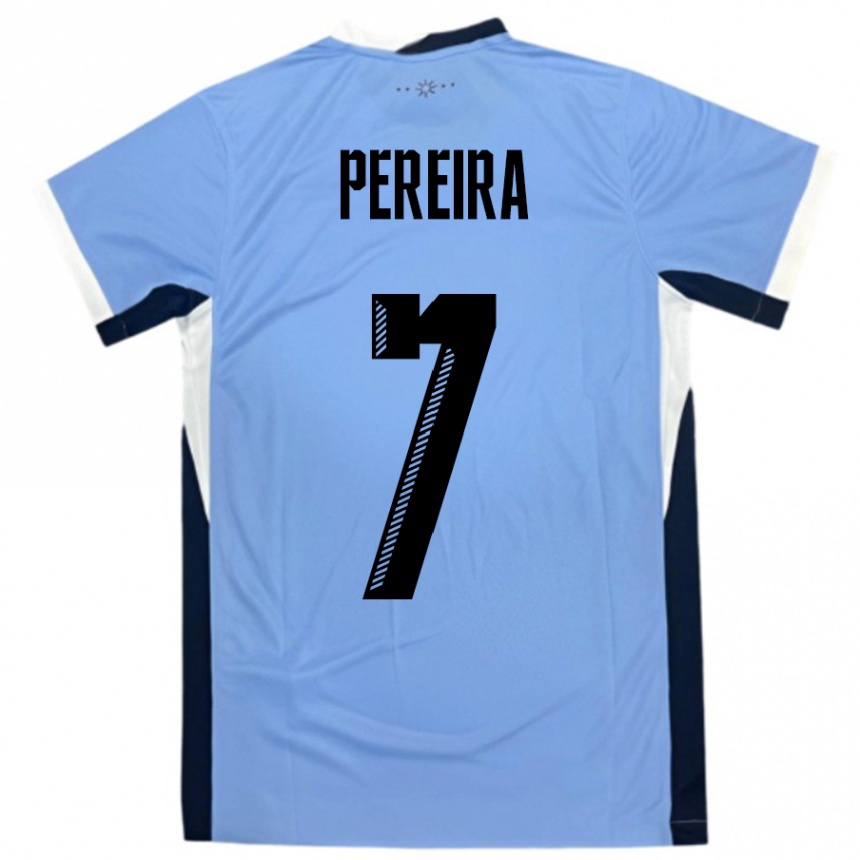 גברים כדורגל אורוגוואי Bruno Pereira #7 לבן שחור ג'רזי ביתית 24-26