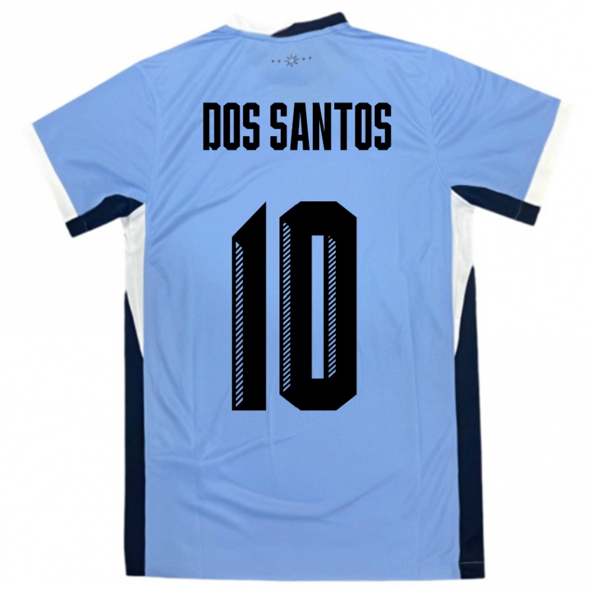 גברים כדורגל אורוגוואי Alexander Dos Santos #10 לבן שחור ג'רזי ביתית 24-26