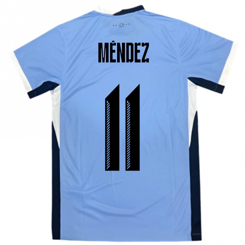 גברים כדורגל אורוגוואי Axel Méndez #11 לבן שחור ג'רזי ביתית 24-26