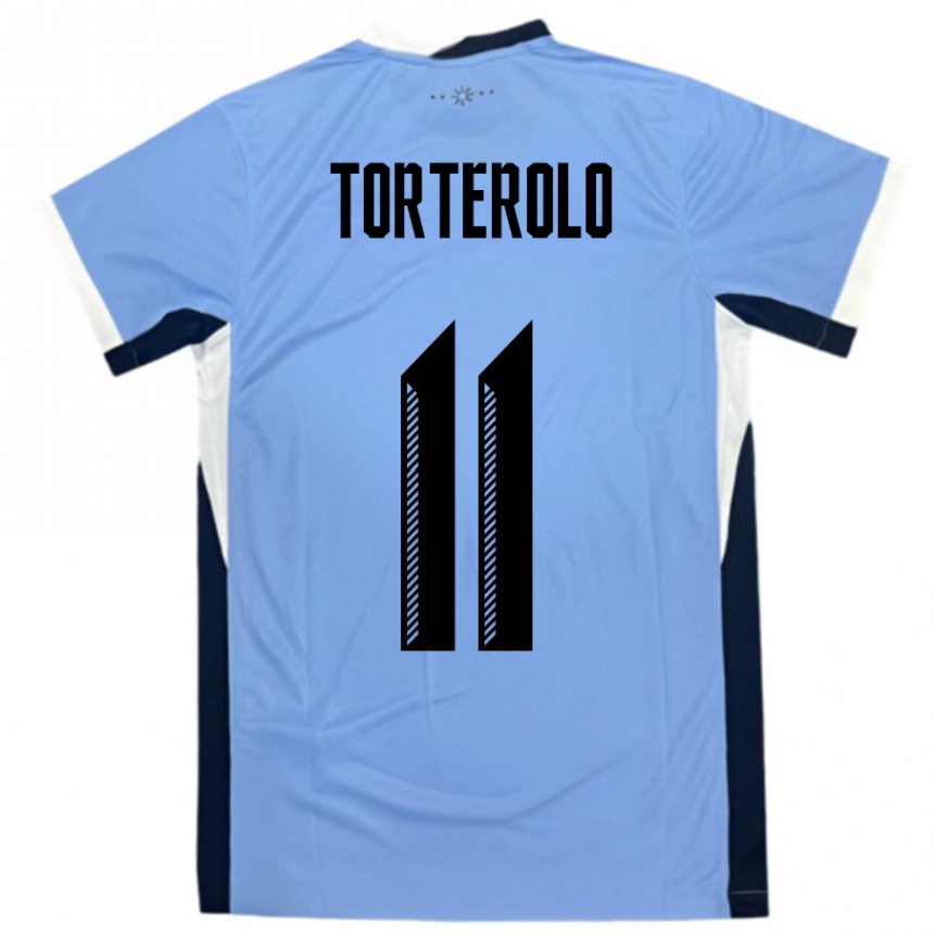 גברים כדורגל אורוגוואי Alan Torterolo #11 לבן שחור ג'רזי ביתית 24-26