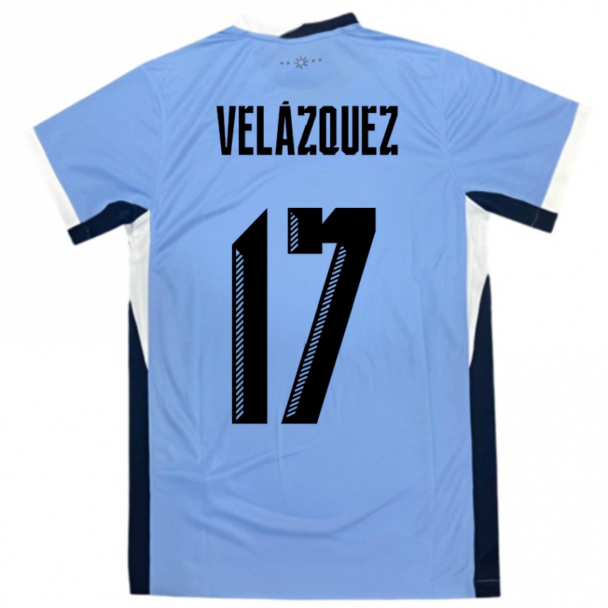 גברים כדורגל אורוגוואי Ezequiel Velázquez #17 לבן שחור ג'רזי ביתית 24-26