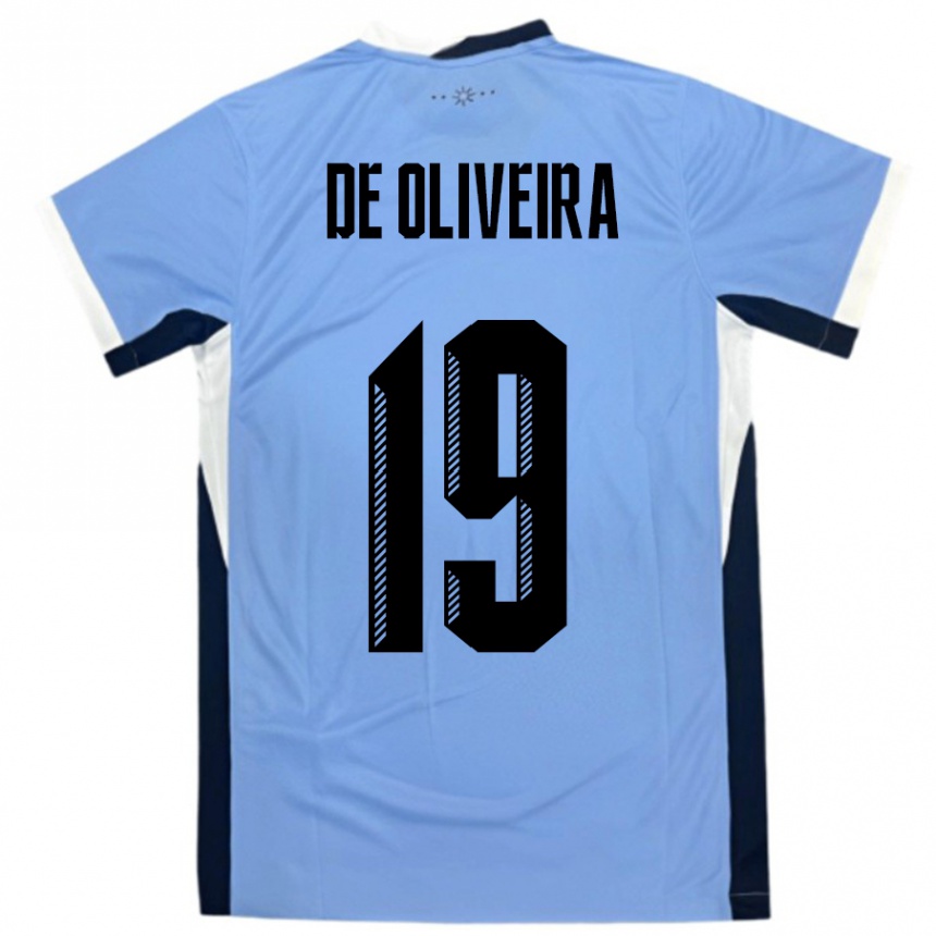 גברים כדורגל אורוגוואי Emiliano De Oliveira #19 לבן שחור ג'רזי ביתית 24-26