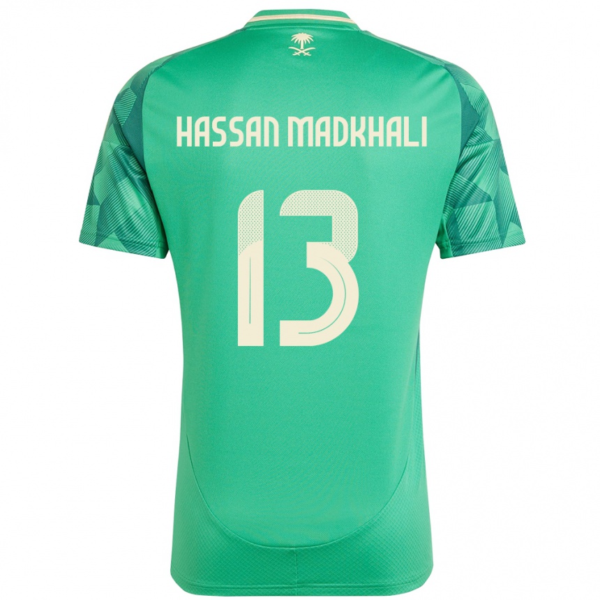 גברים כדורגל ערב הסעודית Mohammed Hassan Madkhali #13 יָרוֹק ג'רזי ביתית 24-26