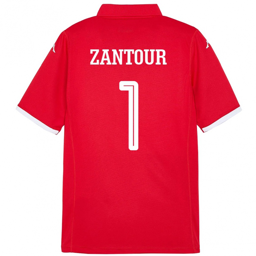 גברים כדורגל תוניסיה Ishak Zantour #1 אָדוֹם ג'רזי ביתית 24-26