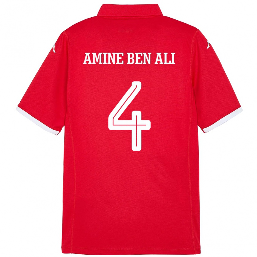 גברים כדורגל תוניסיה Mohamed Amine Ben Ali #4 אָדוֹם ג'רזי ביתית 24-26