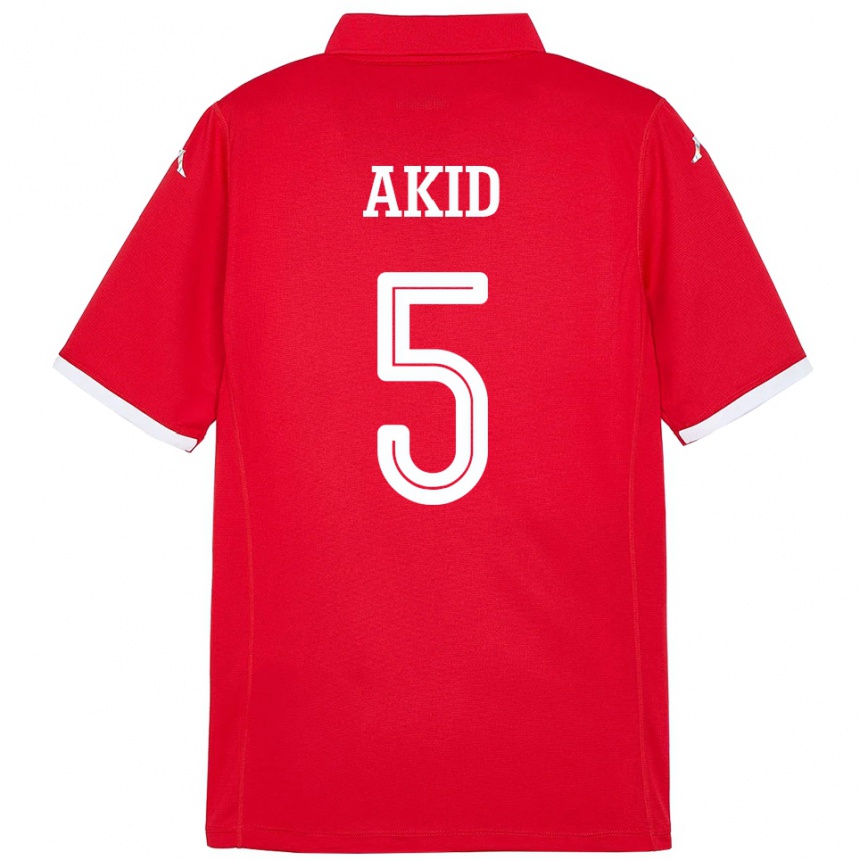 גברים כדורגל תוניסיה Abdessalem Akid #5 אָדוֹם ג'רזי ביתית 24-26