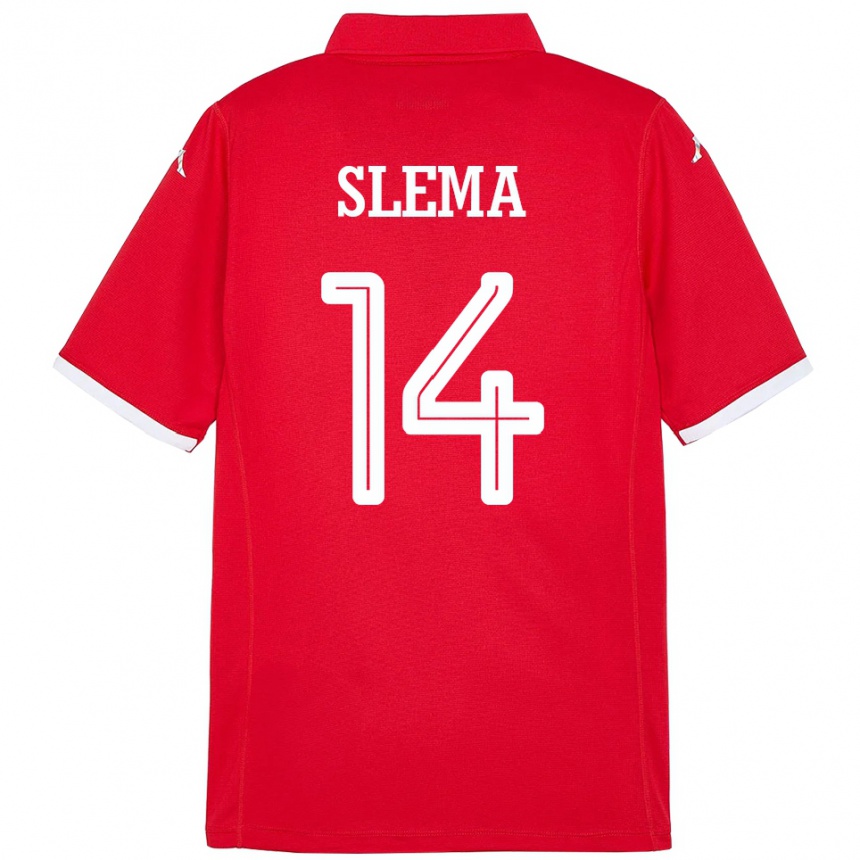 גברים כדורגל תוניסיה Mazen Slema #14 אָדוֹם ג'רזי ביתית 24-26