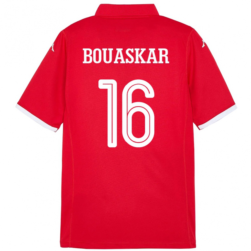 גברים כדורגל תוניסיה Slim Bouaskar #16 אָדוֹם ג'רזי ביתית 24-26