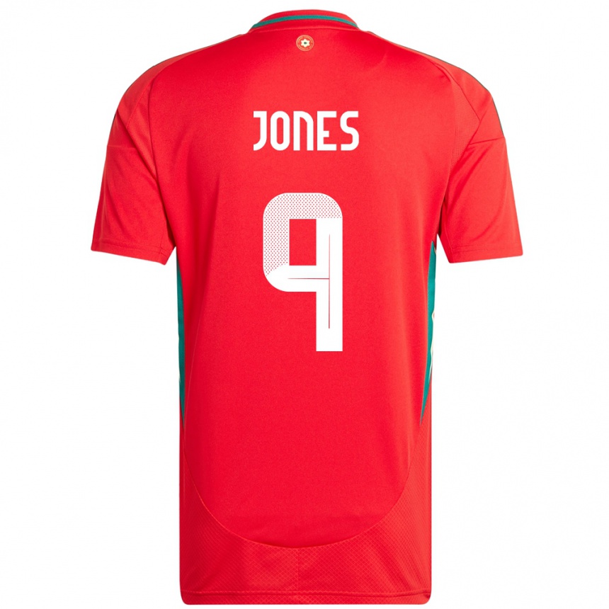 גברים כדורגל ויילס Sam Jones #9 אָדוֹם ג'רזי ביתית 24-26