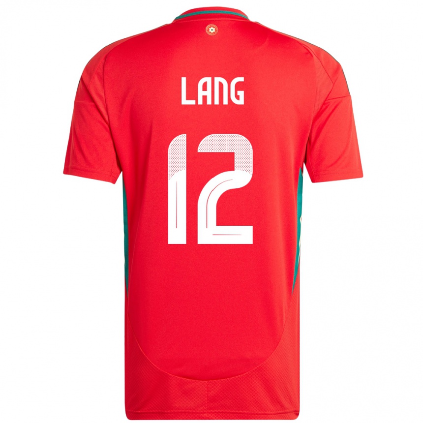 גברים כדורגל ויילס Alex Lang #12 אָדוֹם ג'רזי ביתית 24-26