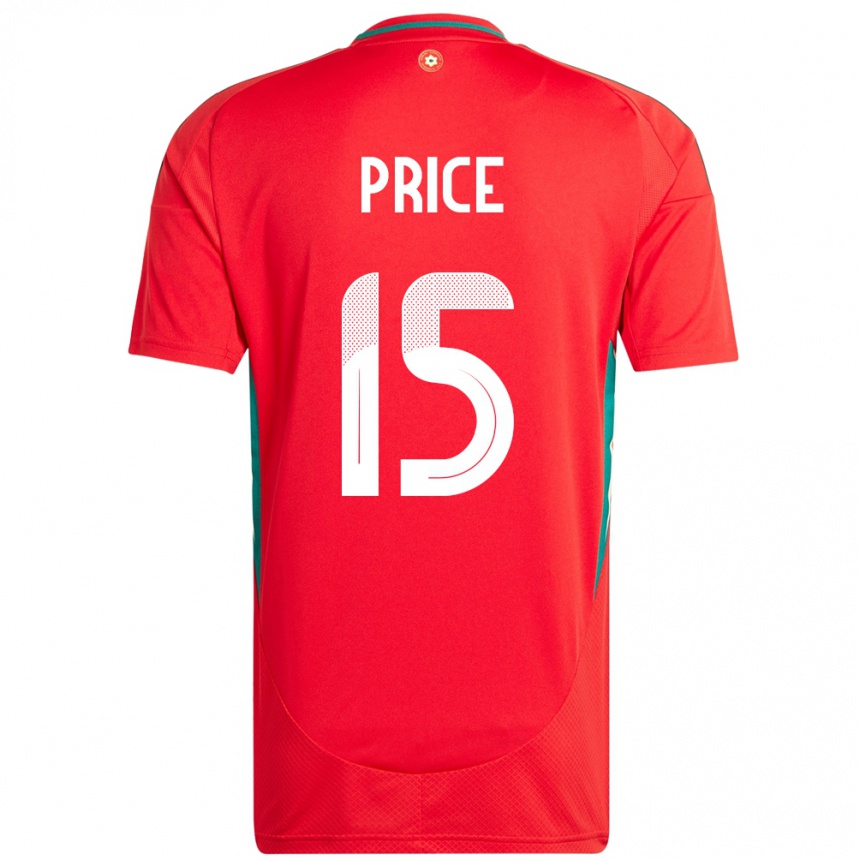 גברים כדורגל ויילס Tom Price #15 אָדוֹם ג'רזי ביתית 24-26