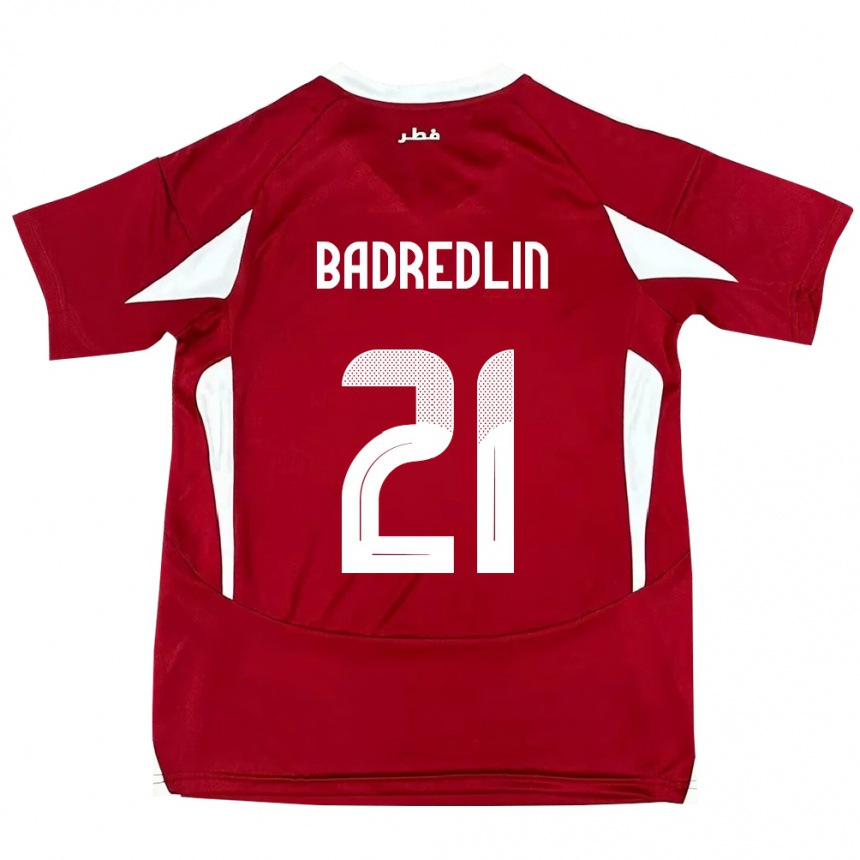 גברים כדורגל קטאר Marwan Badredlin #21 אָדוֹם ג'רזי ביתית 24-26