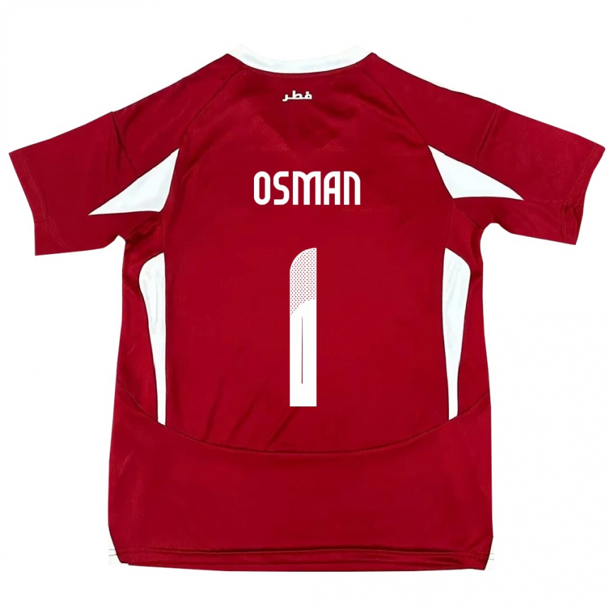 גברים כדורגל קטאר Abubaker Osman #1 אָדוֹם ג'רזי ביתית 24-26