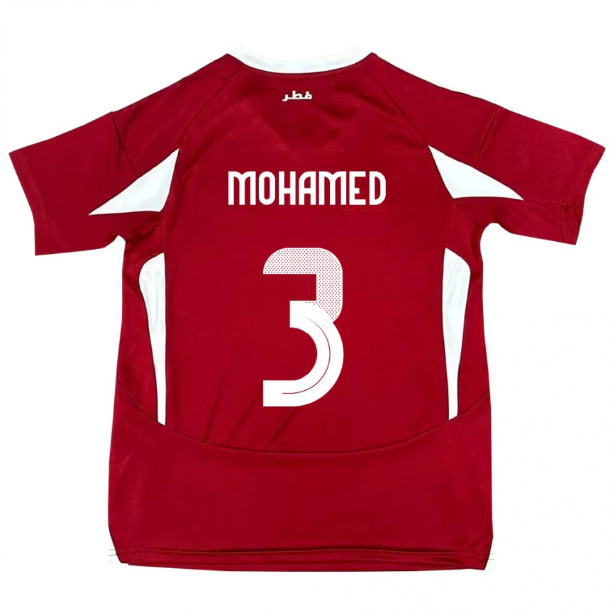 גברים כדורגל קטאר Motaman Mohamed #3 אָדוֹם ג'רזי ביתית 24-26