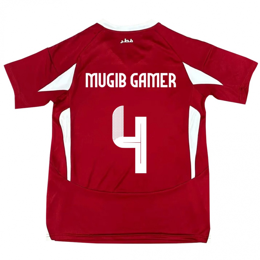 גברים כדורגל קטאר Abdalla Mugib Gamer #4 אָדוֹם ג'רזי ביתית 24-26
