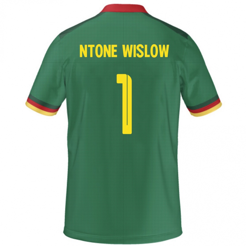 גברים כדורגל קמרון Junior Hecube Ntone Wislow #1 יָרוֹק ג'רזי ביתית 24-26