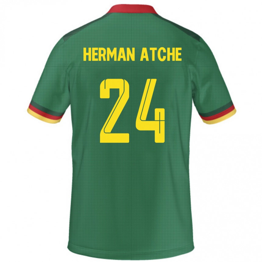גברים כדורגל קמרון Miguel Herman Atche #24 יָרוֹק ג'רזי ביתית 24-26